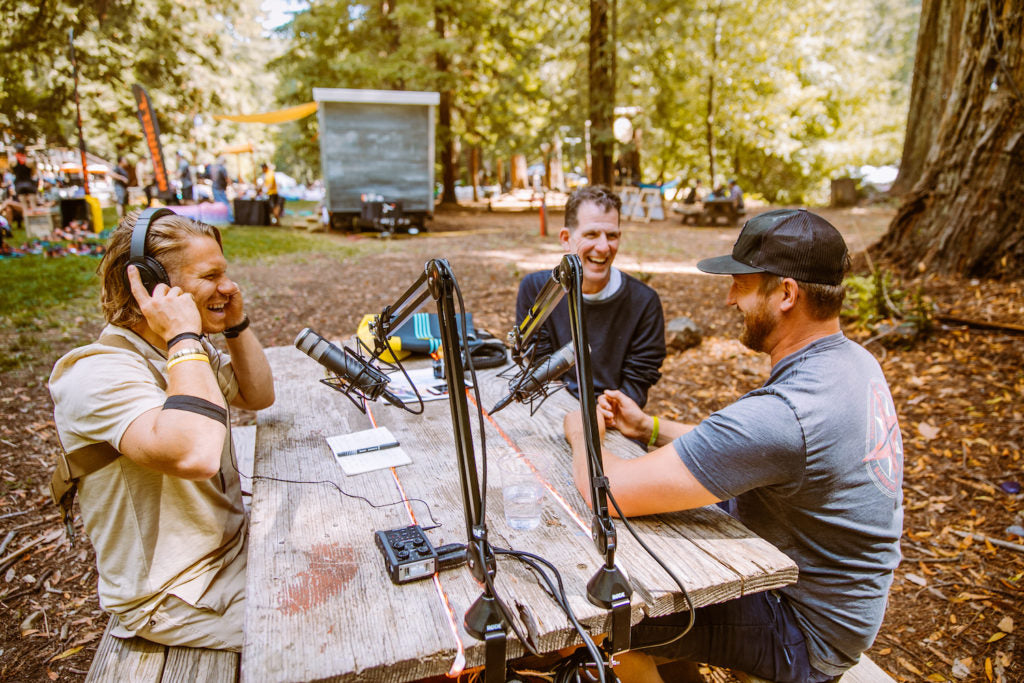 People recording an interview