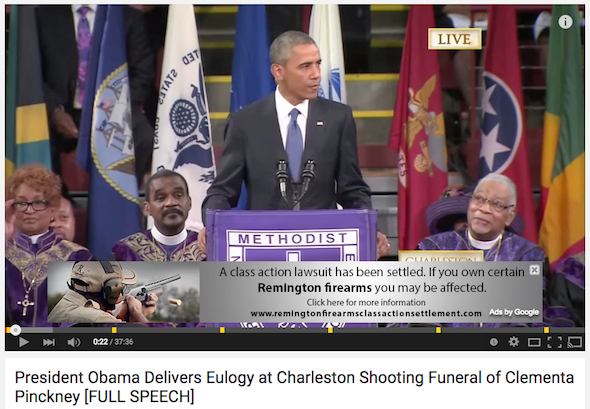 Remington gun ad obama eulogy speech
