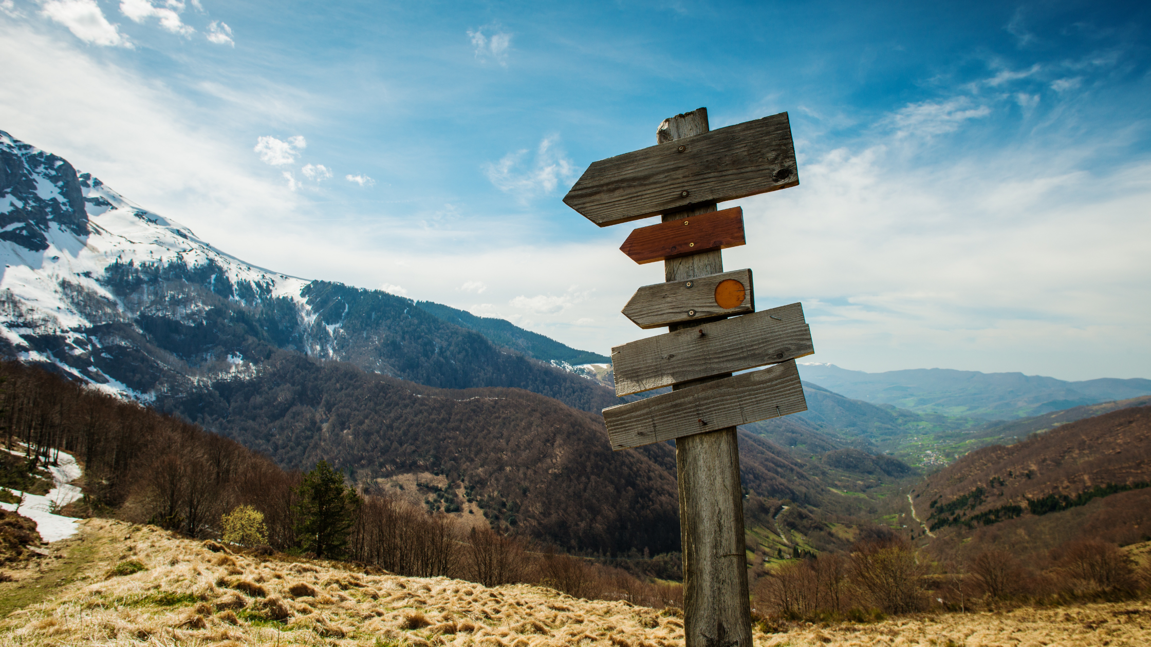 Signpost in the mountains