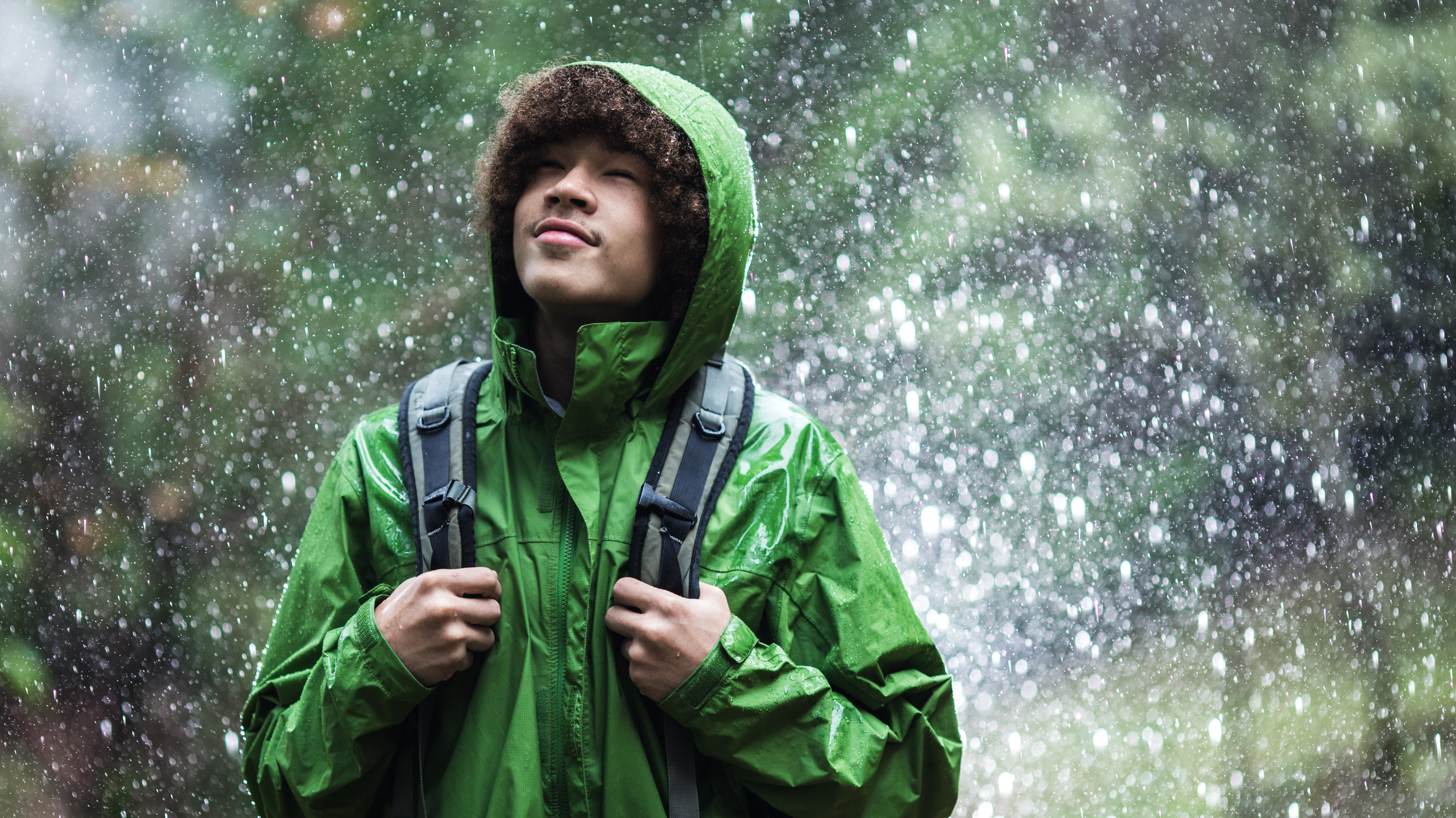 Person in a rainstorm