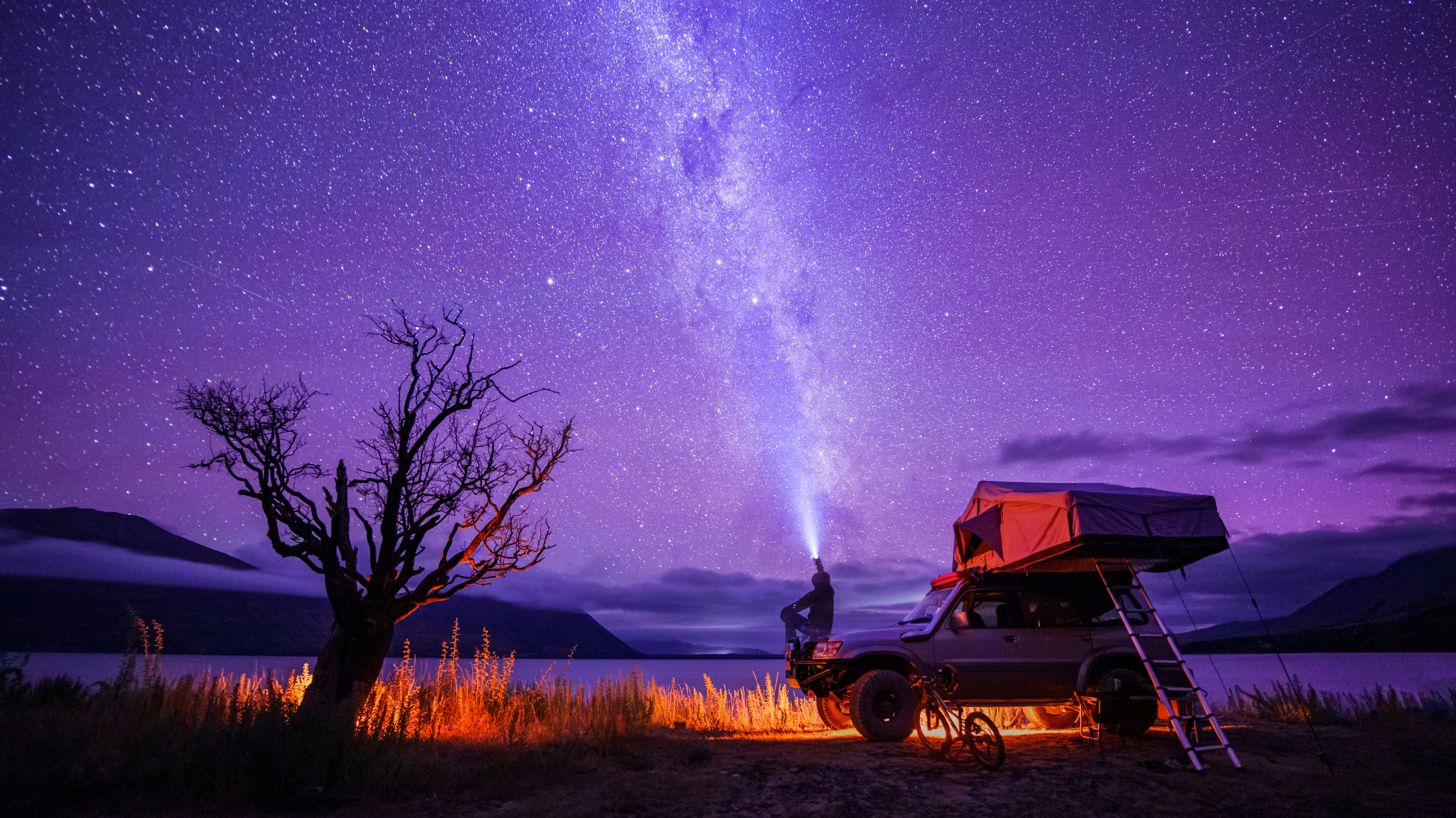 Pop up camper under the stars