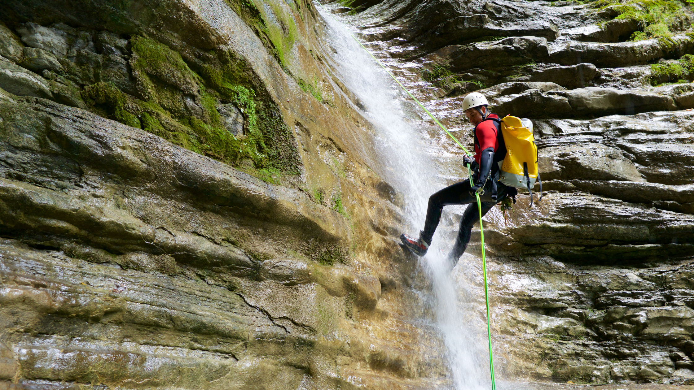 Person rappelling