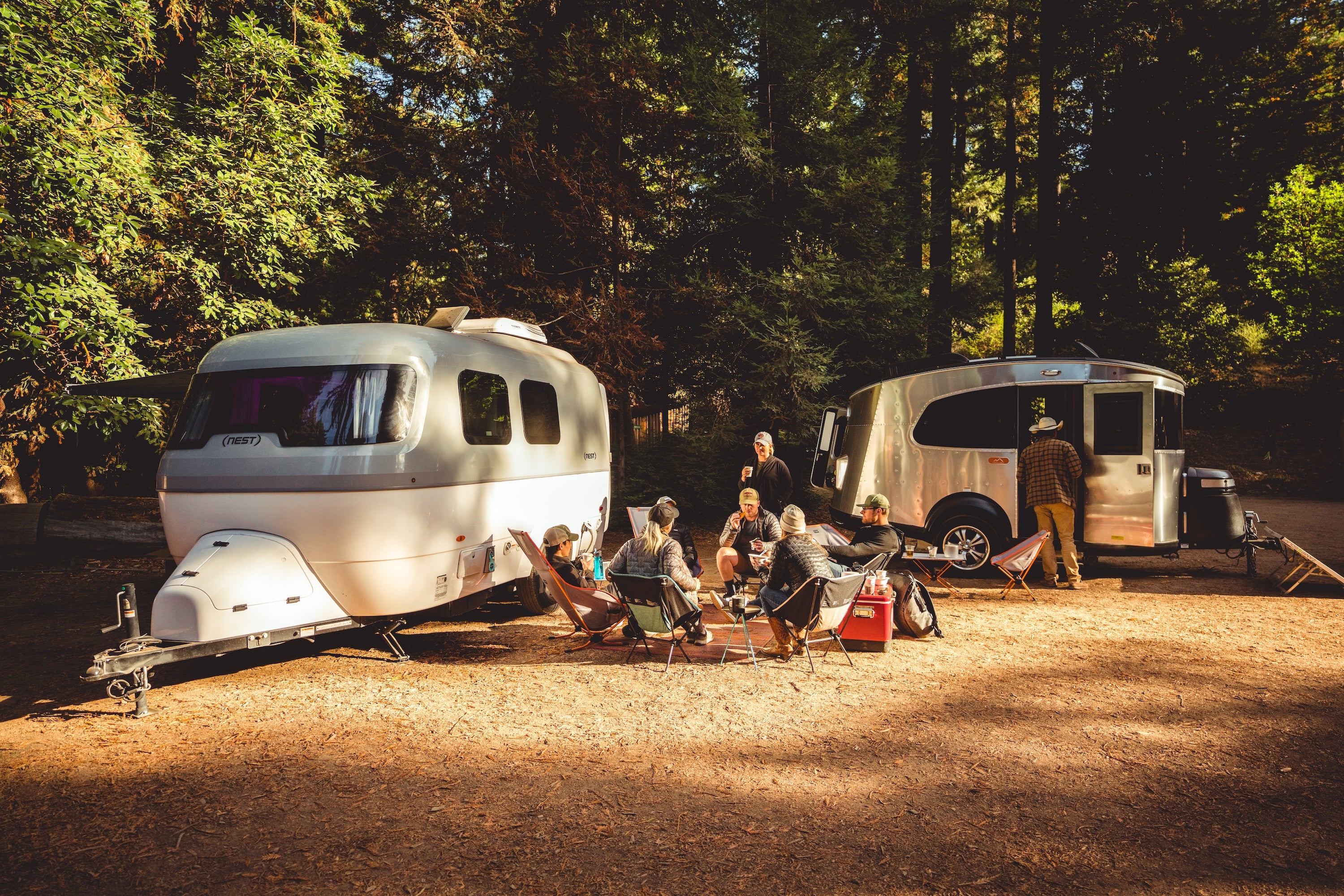 People sitting in camp chairs