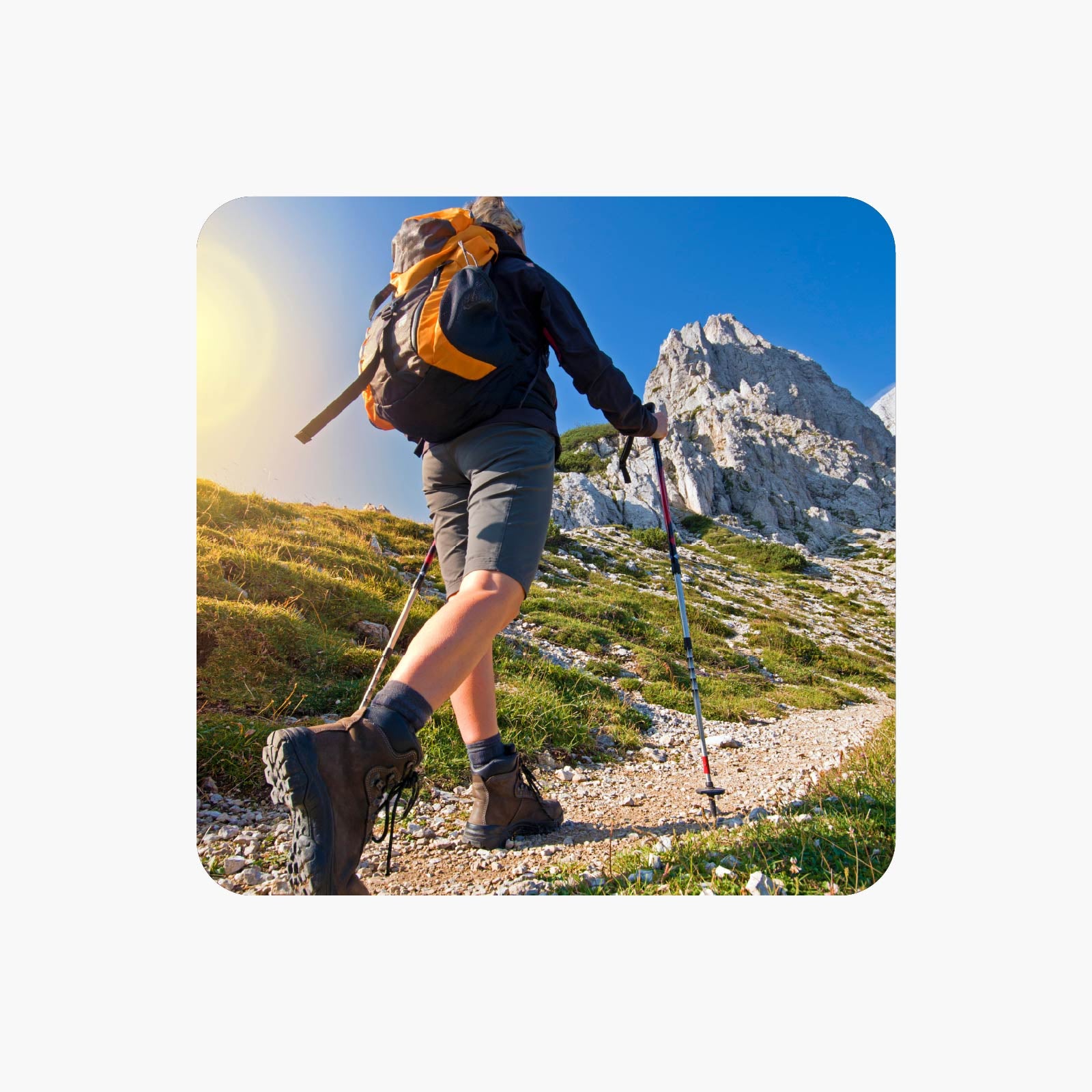 Person hiking in the mountains