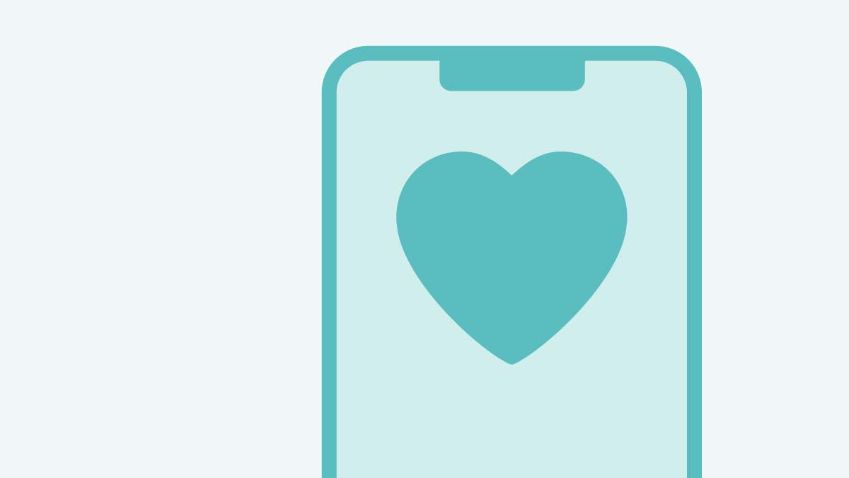 Icon of phone with heart logo