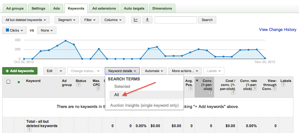 google adwords see search terms report