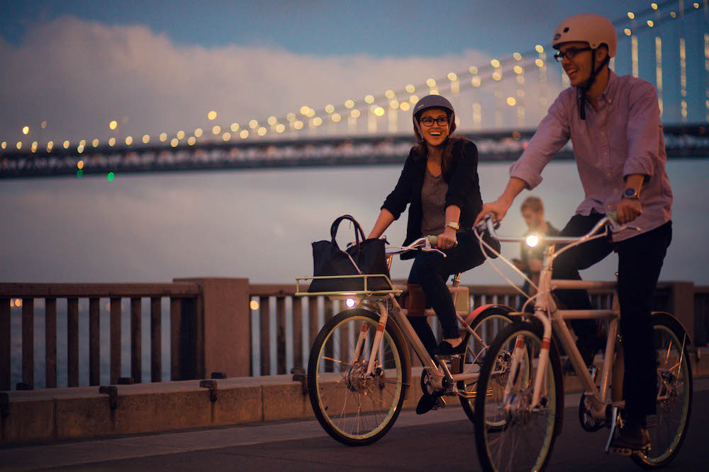 faraday bicycles porteur bike in city
